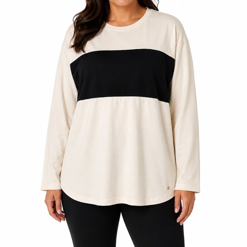 LRL Lauren Active Ralph Lauren Top Women XL Colorblock Stretch Long Sleeve Chic